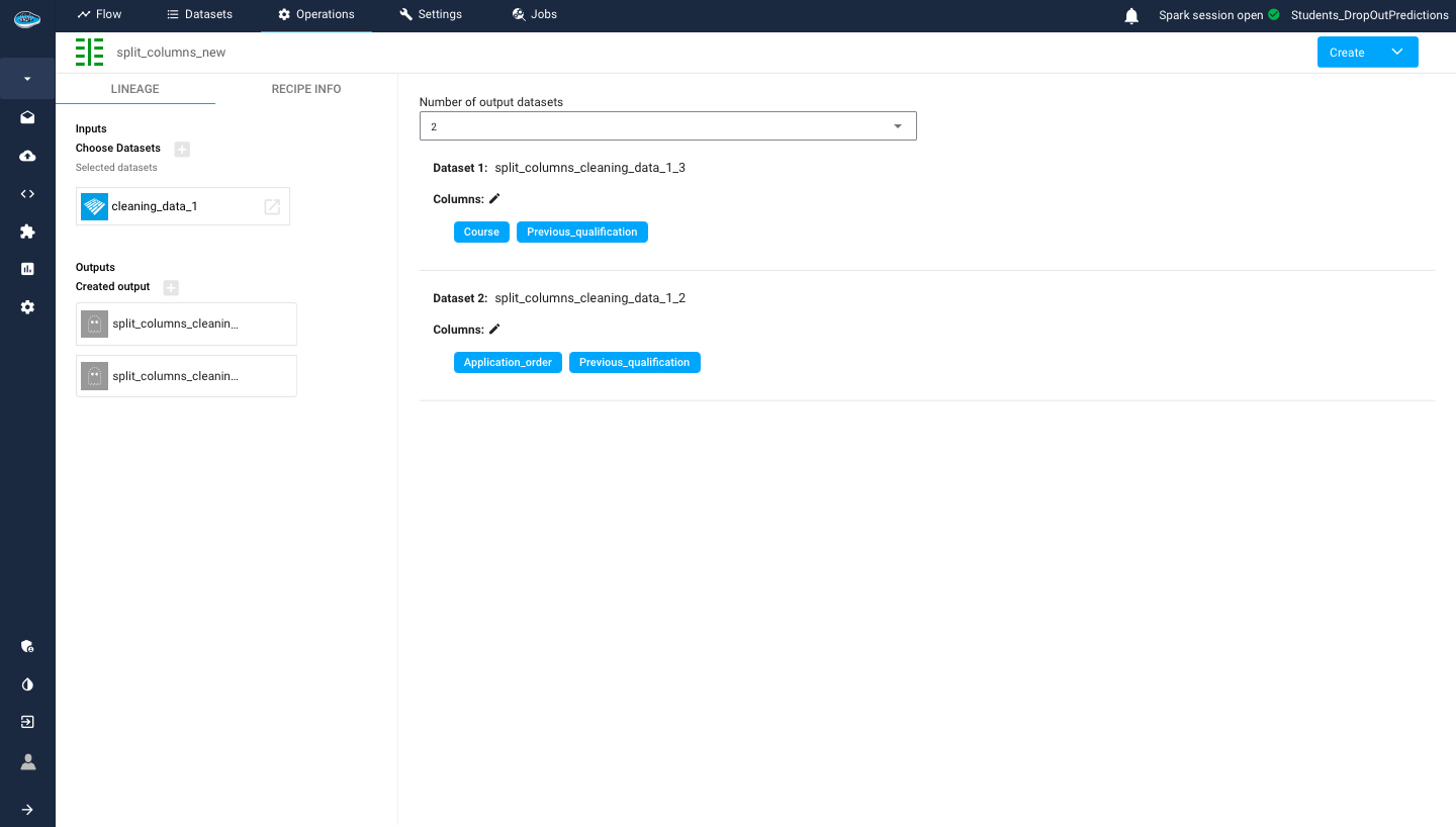 split column settings
